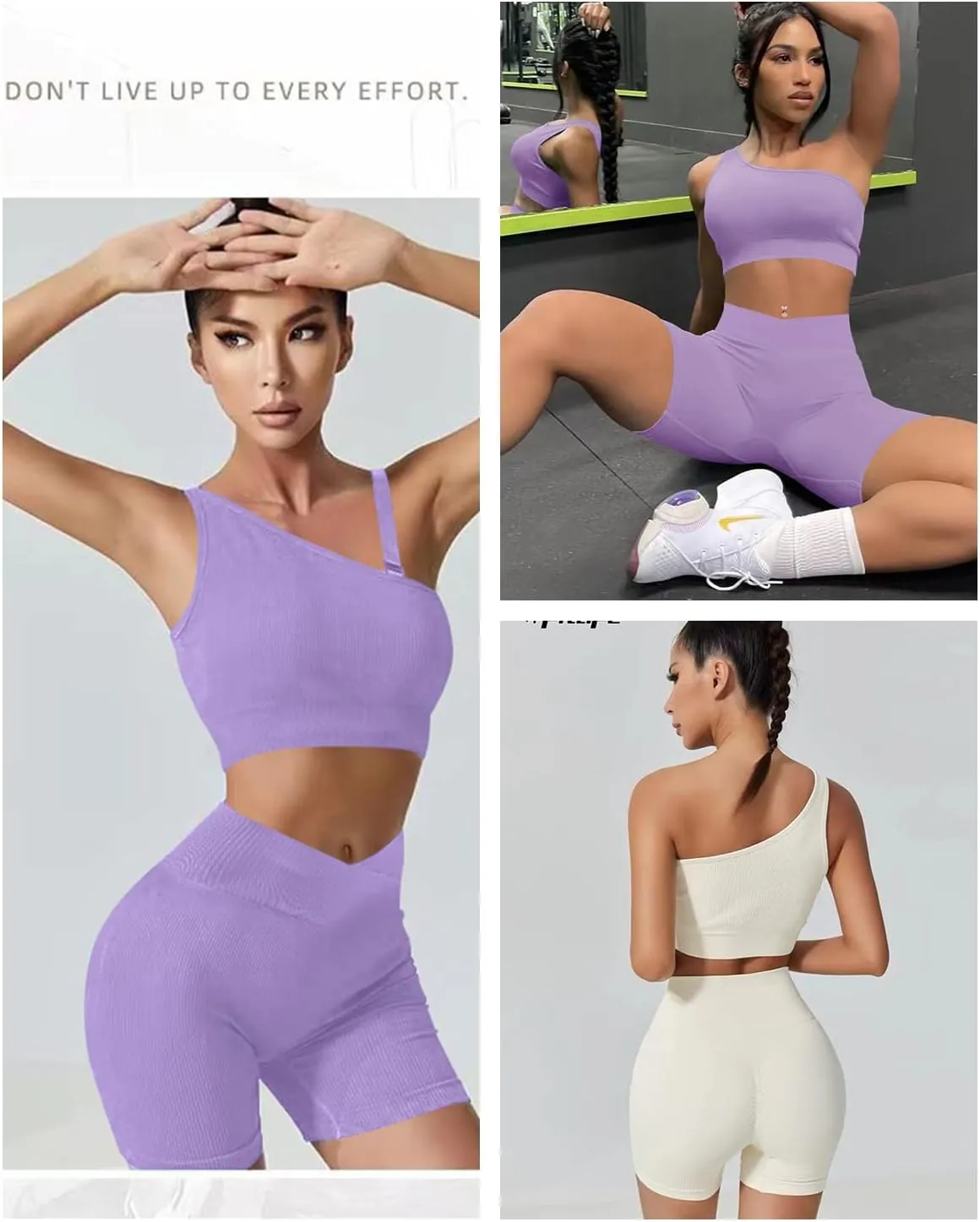niyokki Workout Sets for Women Two Piece Sexy Summer Sports Bra and Crossover Shorts Matching Workout Set