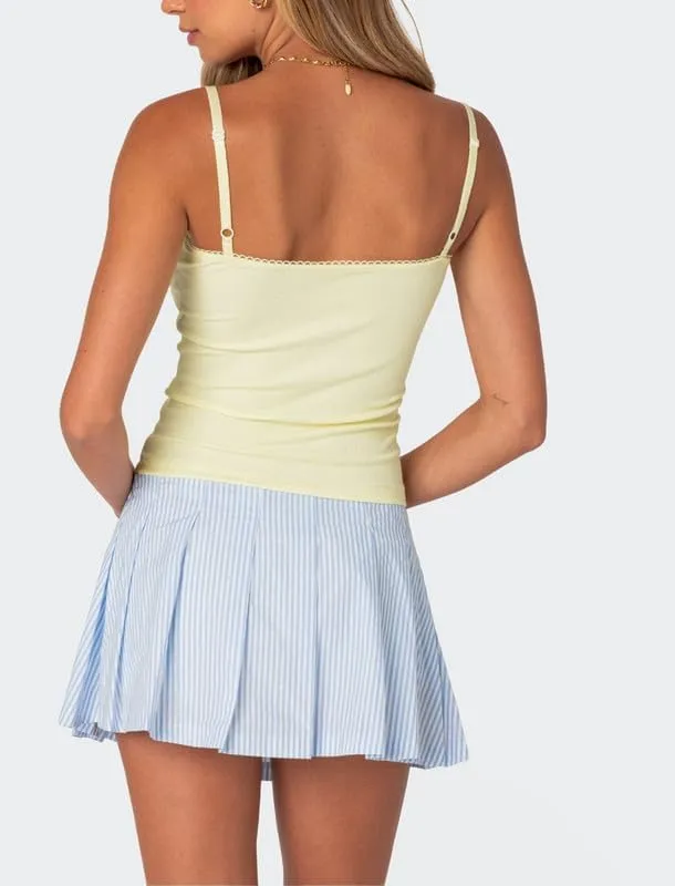 NUFIWI Women Printed Layered Ruffle Mini Skirts Elastic Waist A Line Pleated Short Skirts Low Waist Flared Flowy Beach Skirts