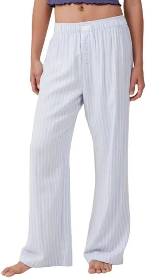 NUFIWI Women Striped Linen Pajama Pants Drawstring Wide Leg Stripes Lounge Pants Pinstriped Loose Fit Comfy Pinstripe Pants