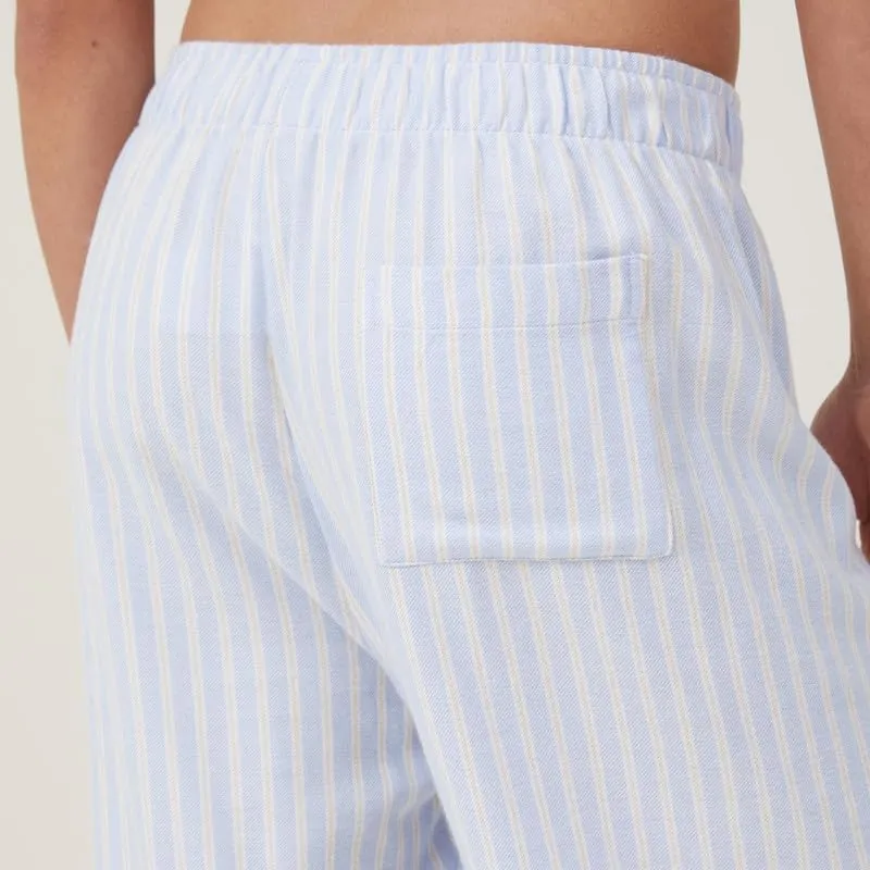 NUFIWI Women Striped Linen Pajama Pants Drawstring Wide Leg Stripes Lounge Pants Pinstriped Loose Fit Comfy Pinstripe Pants
