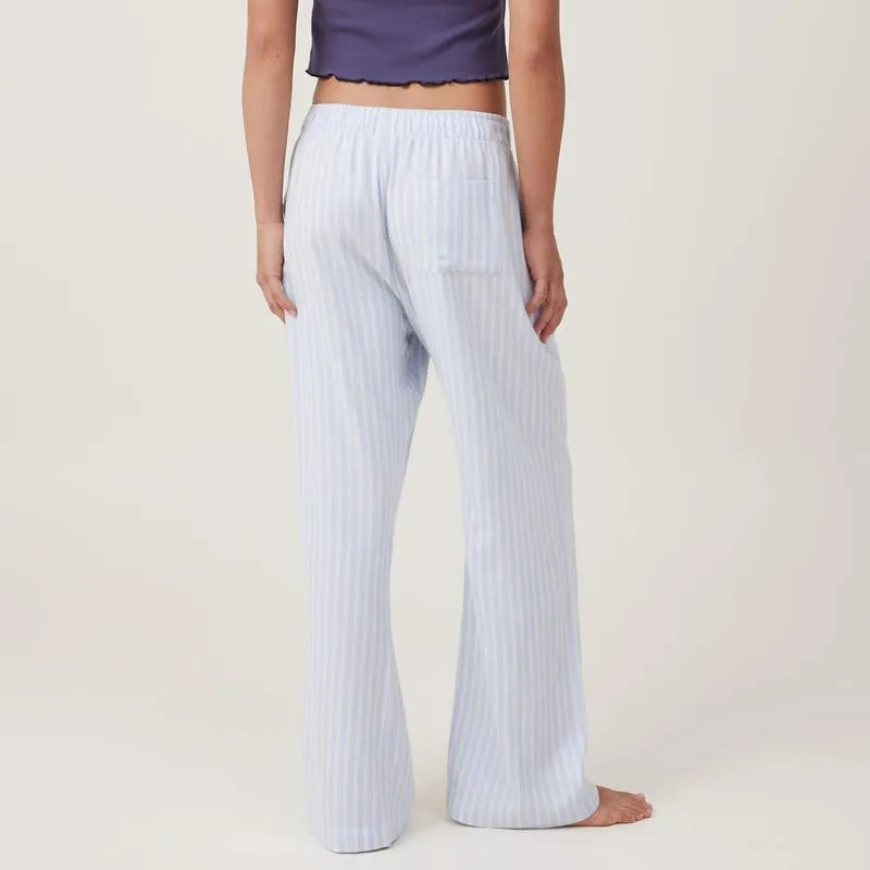 NUFIWI Women Striped Linen Pajama Pants Drawstring Wide Leg Stripes Lounge Pants Pinstriped Loose Fit Comfy Pinstripe Pants