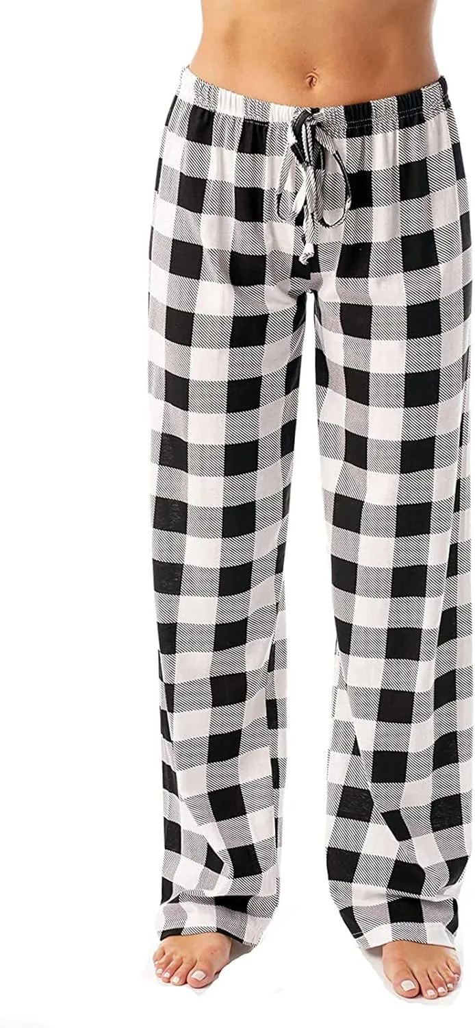 Pajama Pants Plaid Christmas Pajamas Pants for Women Wide Leg Pants Drawstring Pajama Bottoms Comfy Women's Sleepwear