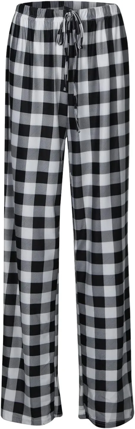 Pajama Pants Plaid Christmas Pajamas Pants for Women Wide Leg Pants Drawstring Pajama Bottoms Comfy Women's Sleepwear