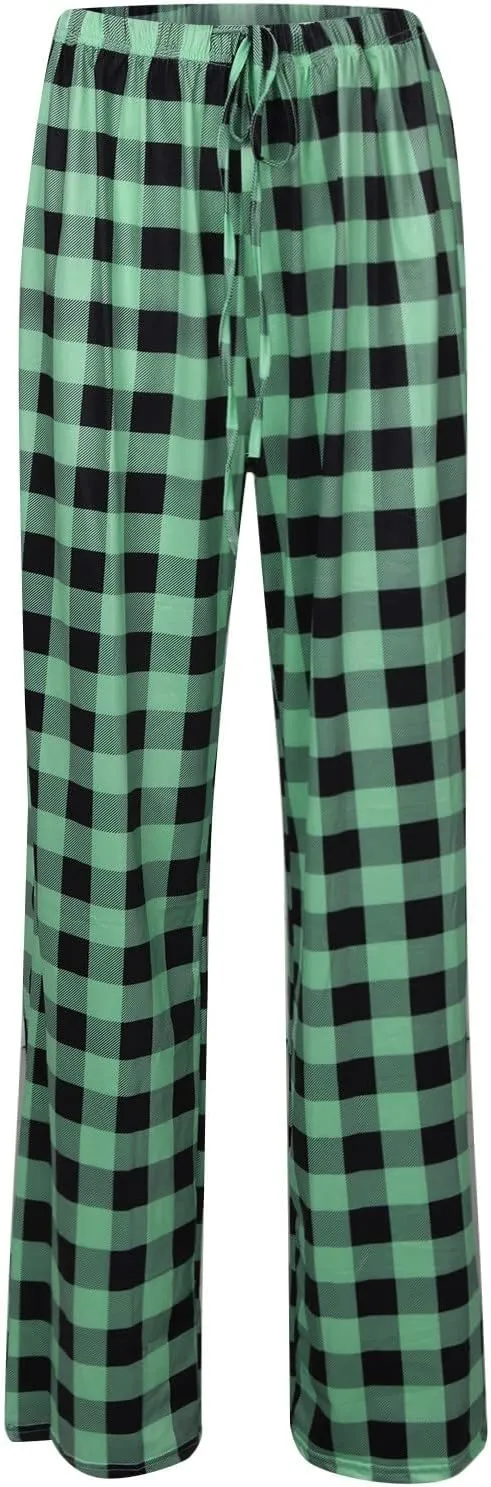 Pajama Pants Plaid Christmas Pajamas Pants for Women Wide Leg Pants Drawstring Pajama Bottoms Comfy Women's Sleepwear