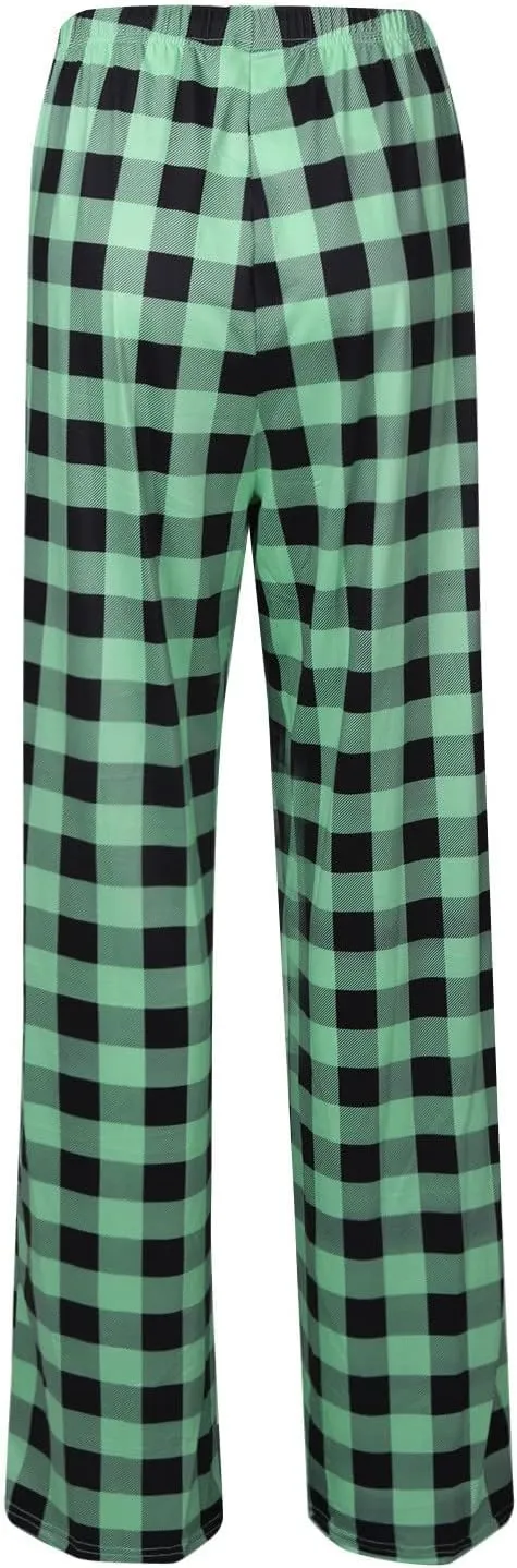 Pajama Pants Plaid Christmas Pajamas Pants for Women Wide Leg Pants Drawstring Pajama Bottoms Comfy Women's Sleepwear