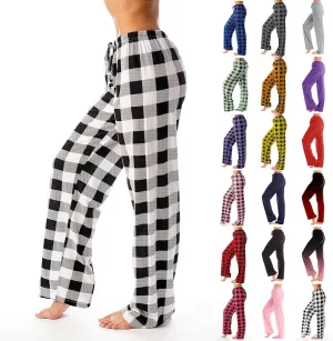 Pajama Pants Plaid Christmas Pajamas Pants for Women Wide Leg Pants Drawstring Pajama Bottoms Comfy Women's Sleepwear