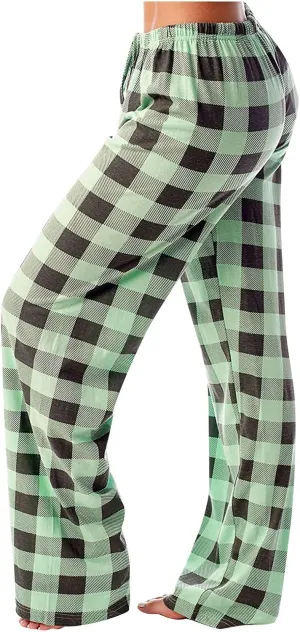 Pajama Pants Plaid Christmas Pajamas Pants for Women Wide Leg Pants Drawstring Pajama Bottoms Comfy Women's Sleepwear