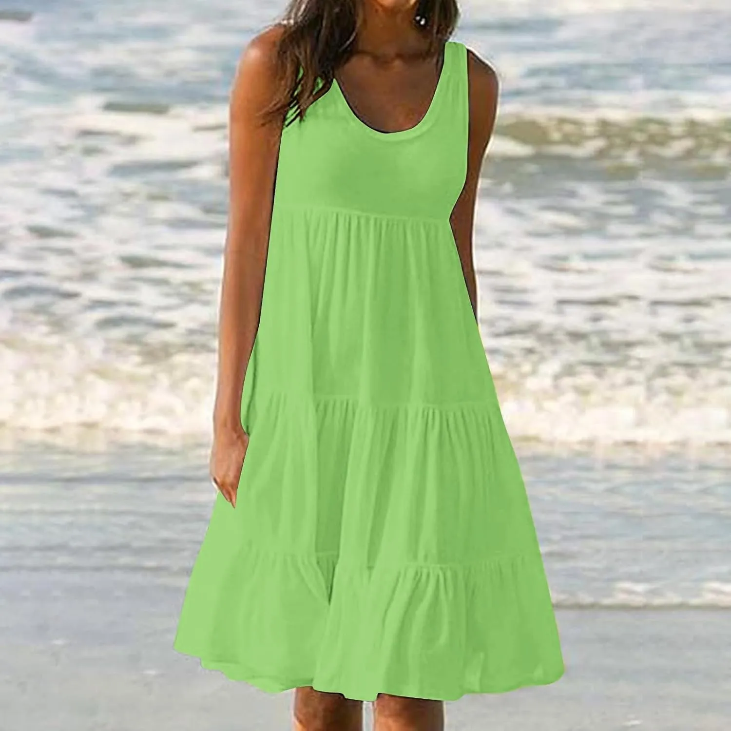 Plus Size Dresses for Women Casual Sleeveless Tank Maxi Dress Flowy Beach Travel Vacation Outfits for Hawaii