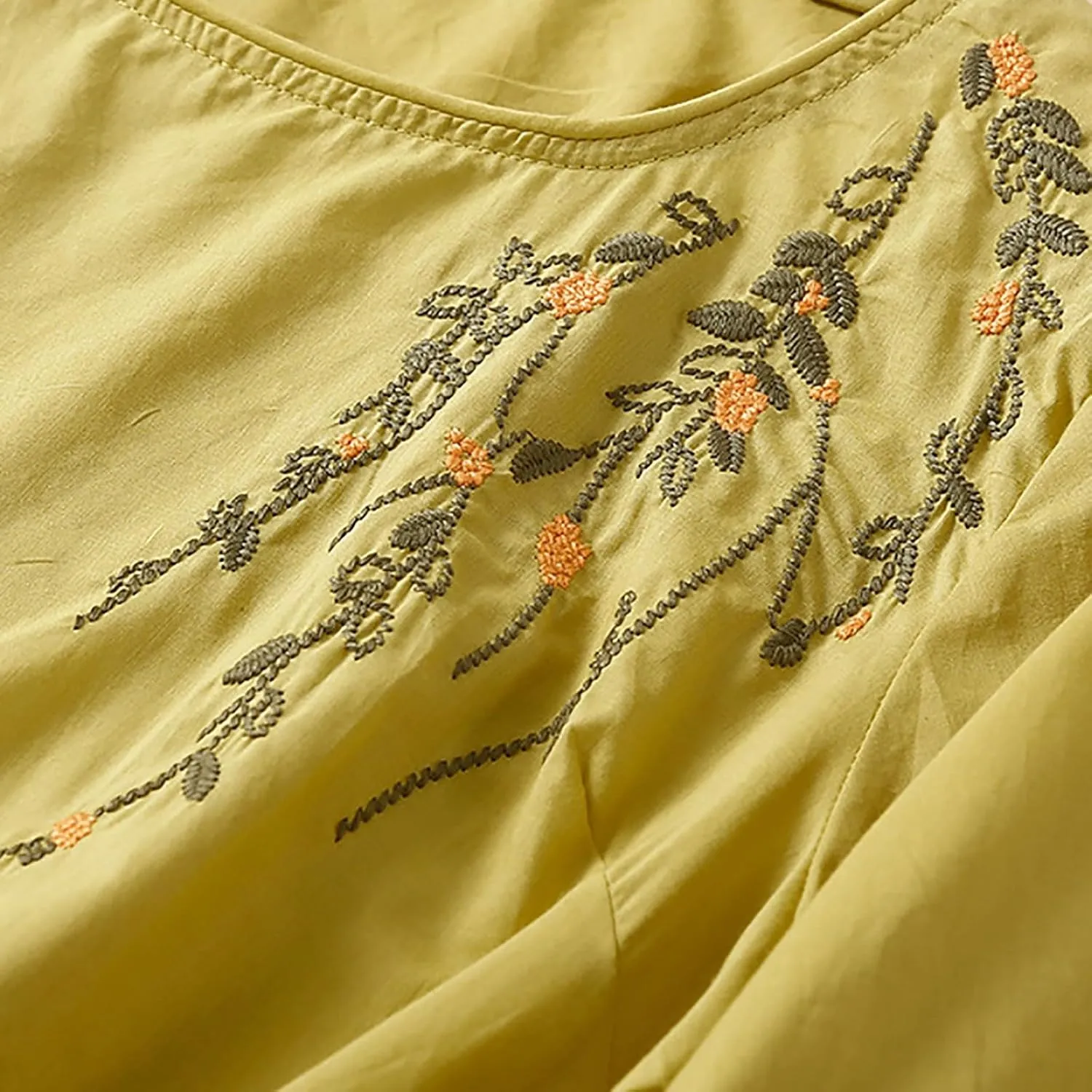 Plus Size Tops for Women 2025 Summer Cotton Linen Top Mexican Embroidered Peasant Blouses Casual Half Sleeve Tees