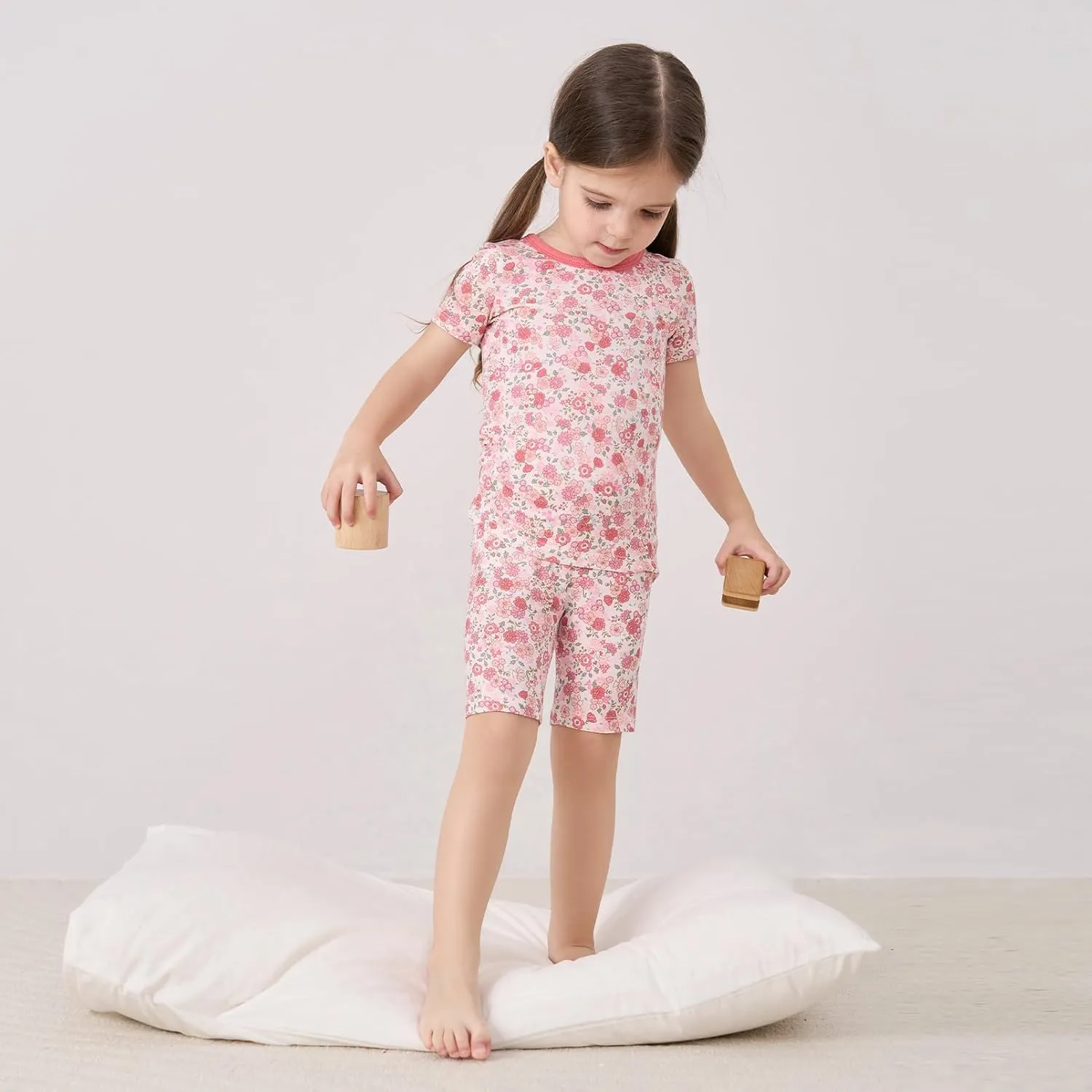 pureborn Baby Bamboo Pajamas Set Pjs - Kids Toddler Girl Snug Fit Viscose Sleepwear 2pcs 18M-7Y