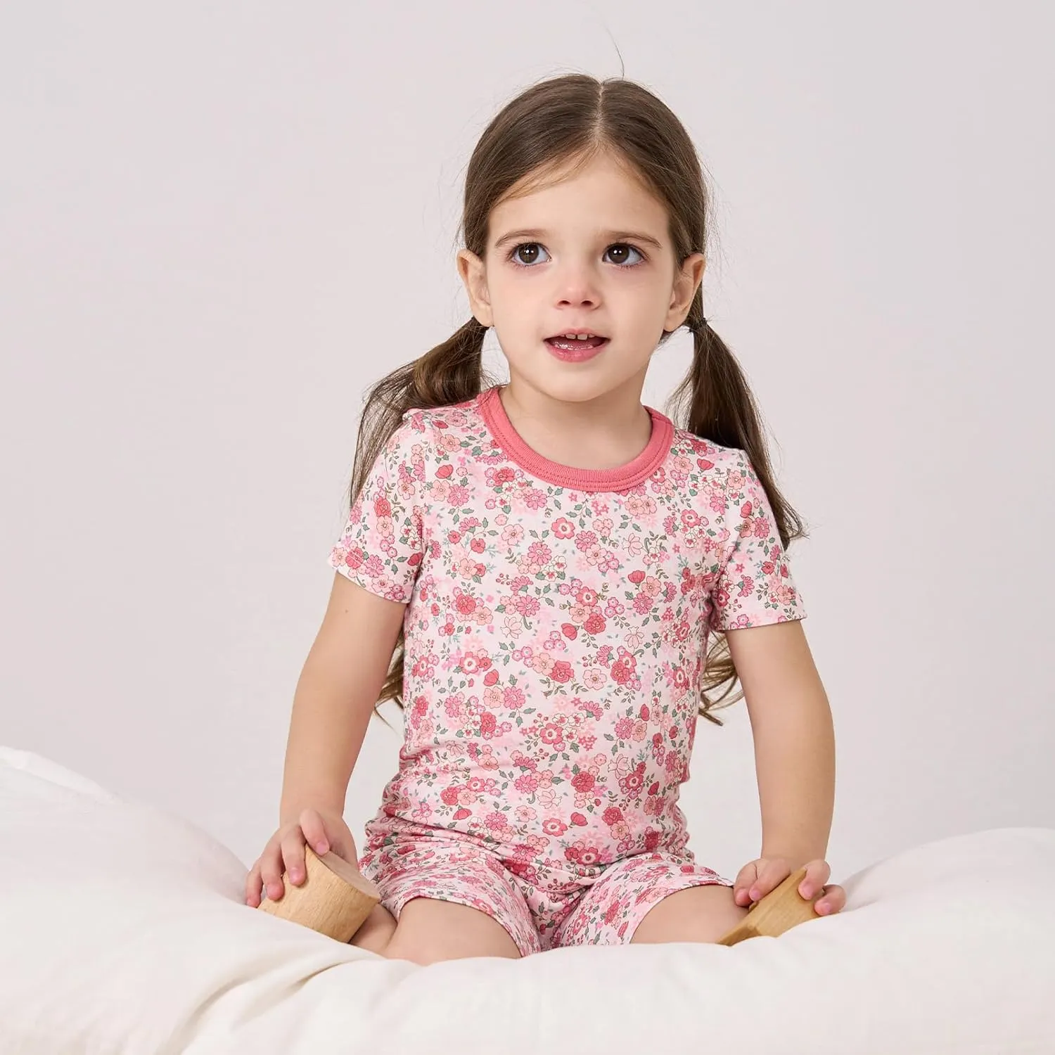 pureborn Baby Bamboo Pajamas Set Pjs - Kids Toddler Girl Snug Fit Viscose Sleepwear 2pcs 18M-7Y