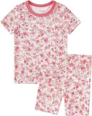 pureborn Baby Bamboo Pajamas Set Pjs - Kids Toddler Girl Snug Fit Viscose Sleepwear 2pcs 18M-7Y