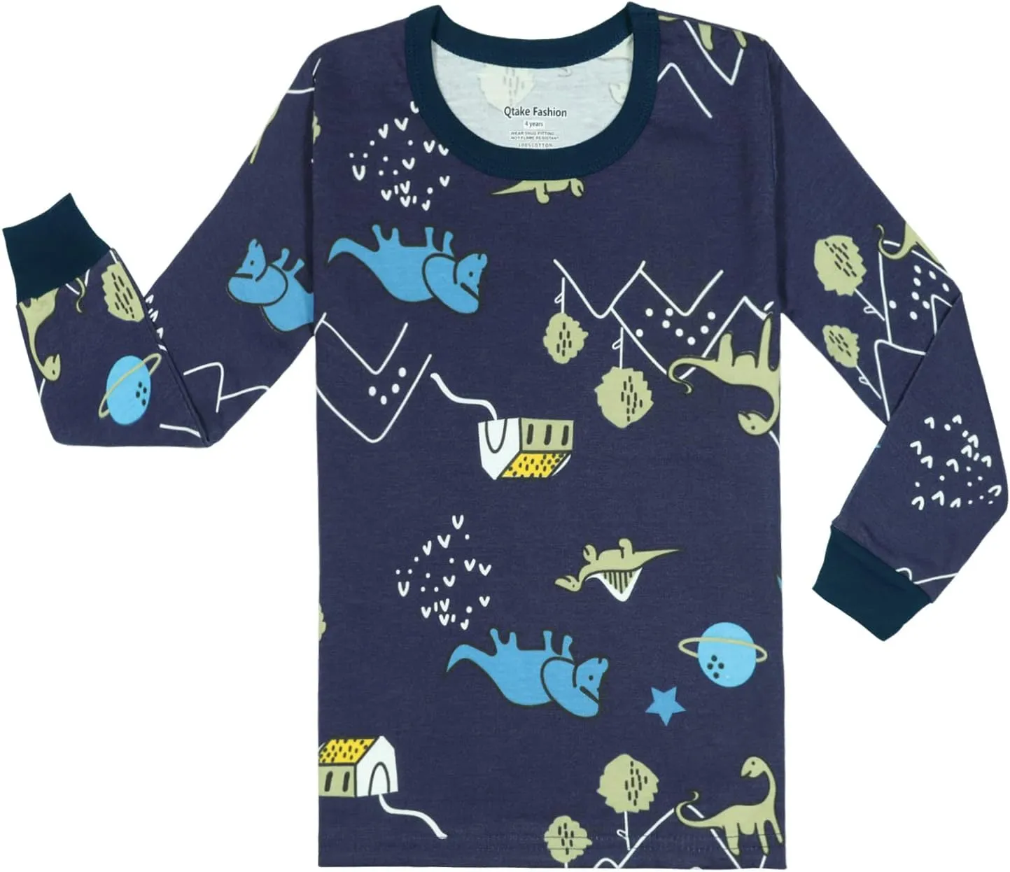 Qtake Fashion Boys Pajamas Planet Winter Long Sleeve Children Set Cotton Little Kids Pjs Sleepwear Size 2-12 year