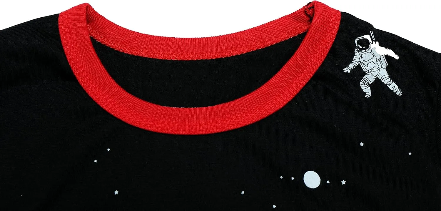 Qtake Fashion Boys Pajamas Planet Winter Long Sleeve Children Set Cotton Little Kids Pjs Sleepwear Size 2-12 year