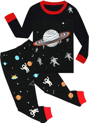 Qtake Fashion Boys Pajamas Planet Winter Long Sleeve Children Set Cotton Little Kids Pjs Sleepwear Size 2-12 year