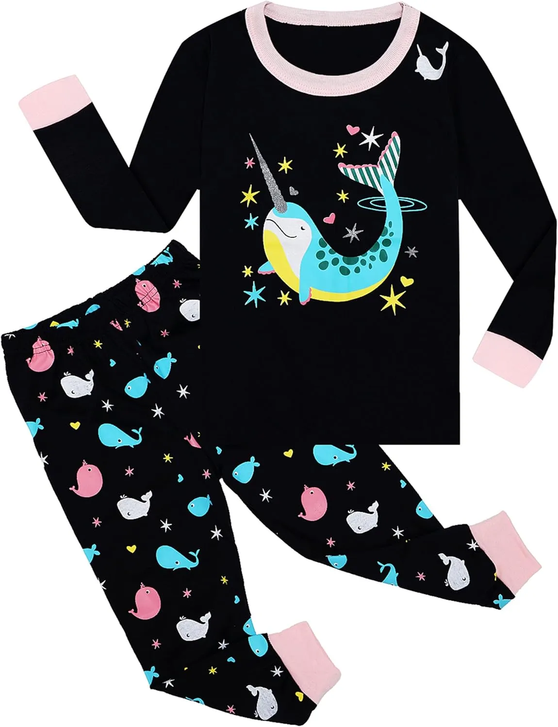 Qtake Fashion Girls Pajamas Toddler Pjs Set 100% Cotton Kids Sleepwear 2 Piece Child Clothes Size 2-12 Years