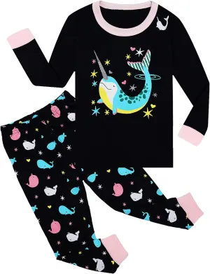Qtake Fashion Girls Pajamas Toddler Pjs Set 100% Cotton Kids Sleepwear 2 Piece Child Clothes Size 2-12 Years