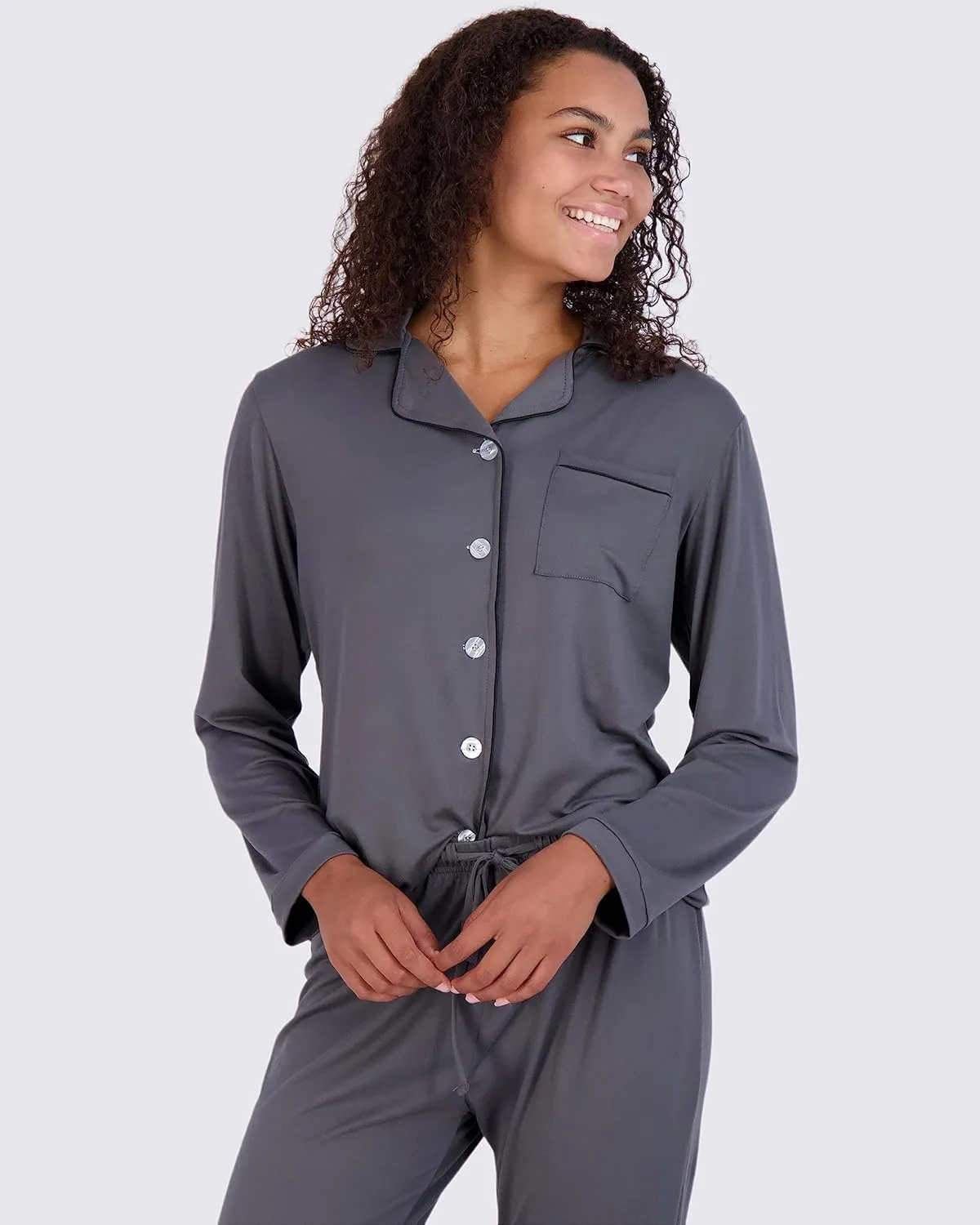 Real Essentials 2 Pack: Women's Pajamas Set Button Down Pants Soft Matching Sleepwear (Available In Plus)