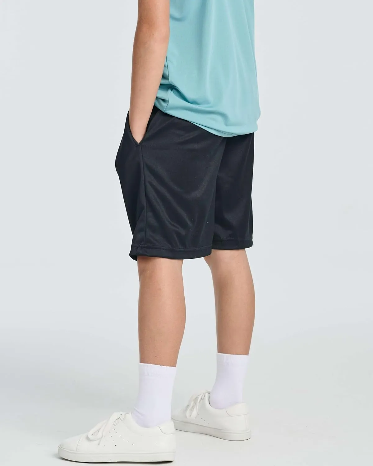 Real Essentials 5 Pack: Boys' Athletic Basketball Shorts with Pockets - Youth Activewear (Ages 4-18)