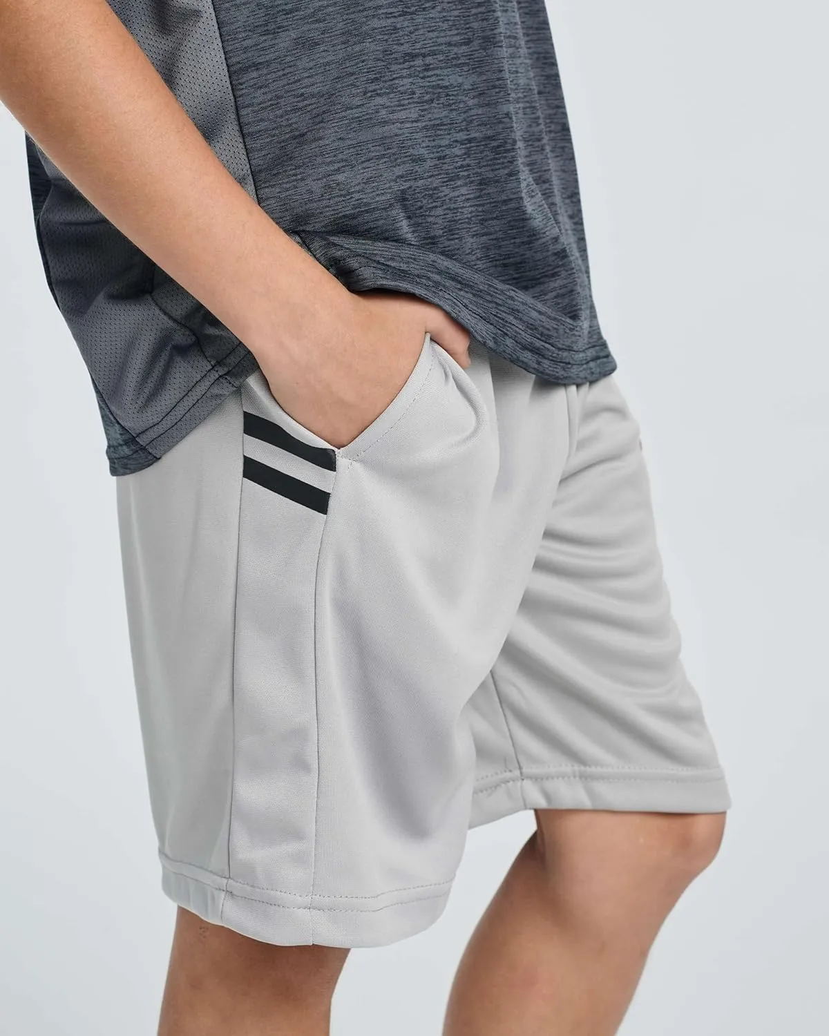 Real Essentials 5 Pack: Boys' Athletic Basketball Shorts with Pockets - Youth Activewear (Ages 4-18)