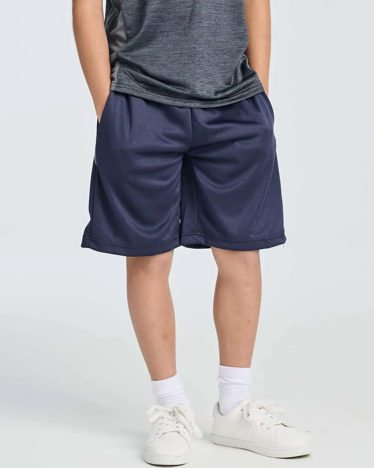 Real Essentials 5 Pack: Boys' Athletic Basketball Shorts with Pockets - Youth Activewear (Ages 4-18)