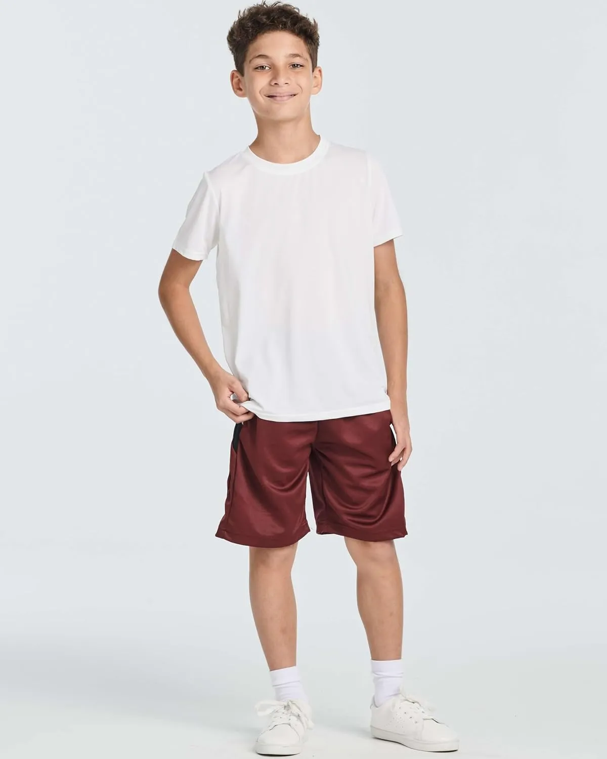 Real Essentials 5 Pack: Boys' Athletic Basketball Shorts with Pockets - Youth Activewear (Ages 4-18)
