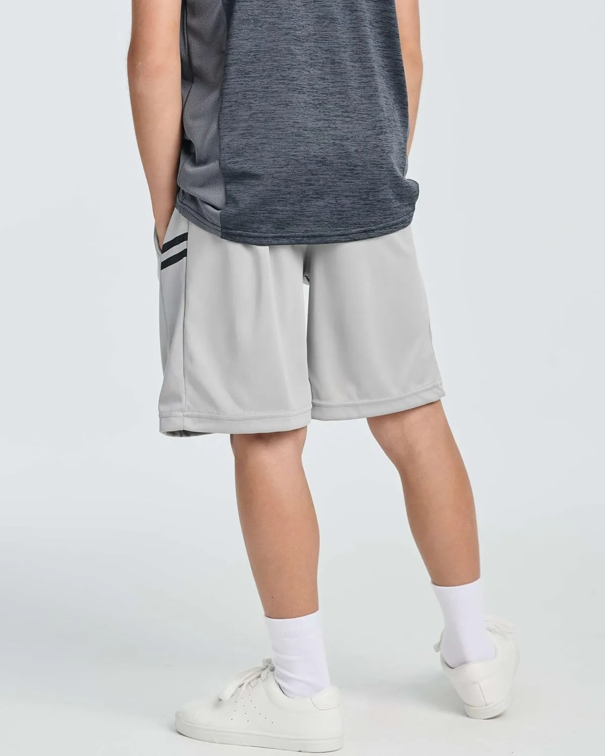 Real Essentials 5 Pack: Boys' Athletic Basketball Shorts with Pockets - Youth Activewear (Ages 4-18)