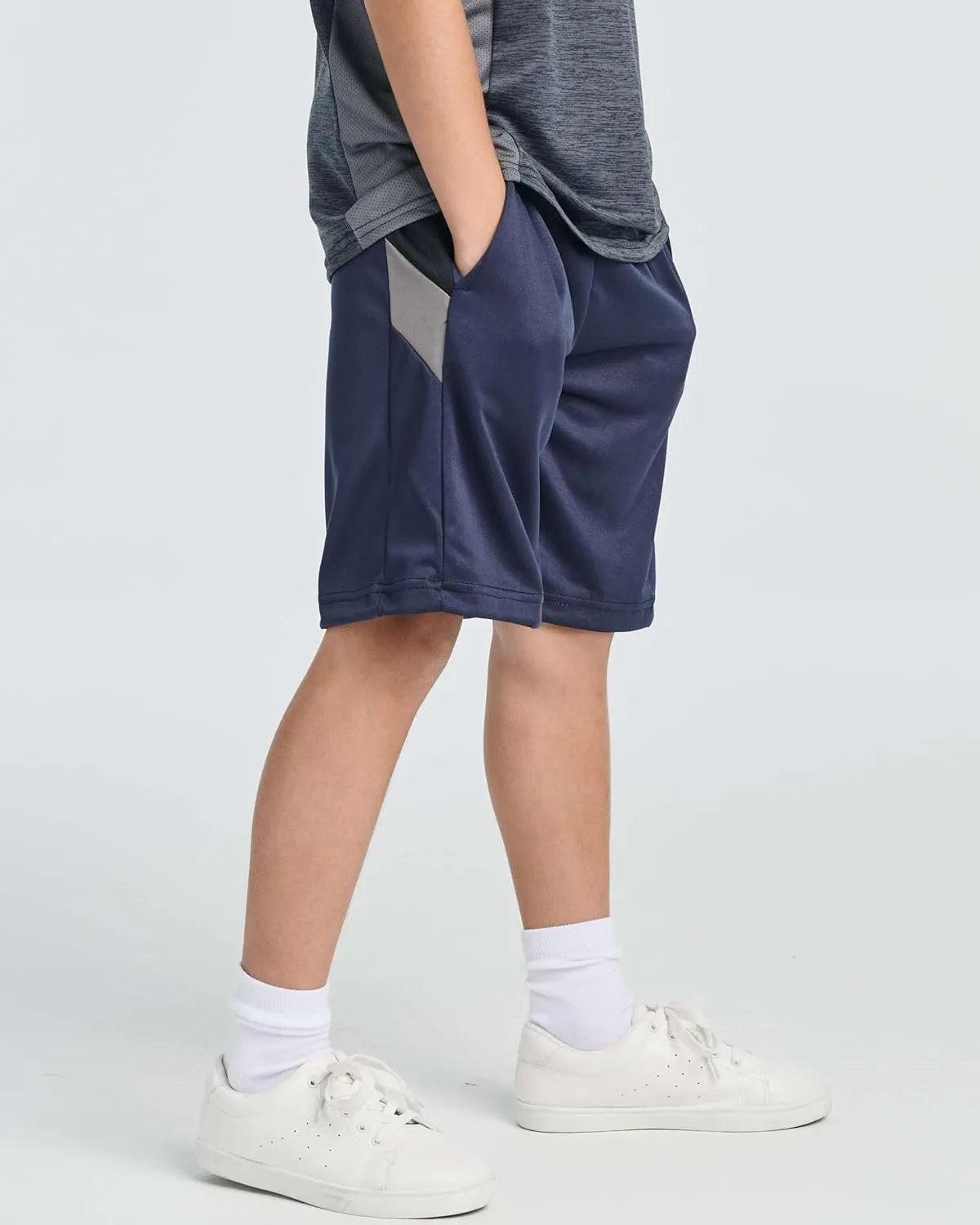 Real Essentials 5 Pack: Boys' Athletic Basketball Shorts with Pockets - Youth Activewear (Ages 4-18)