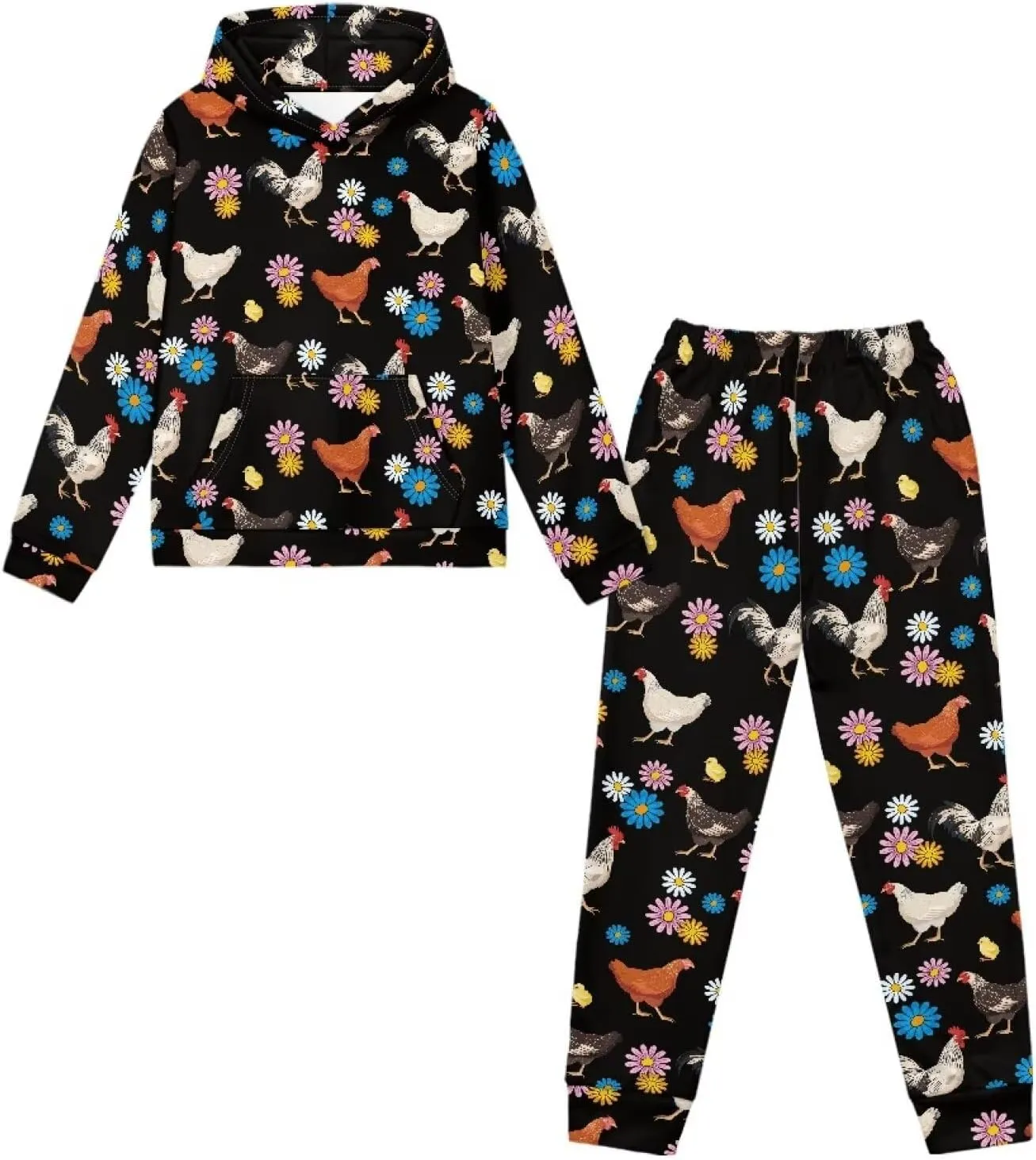 Renewold 2 Pieces Sweatsuits Set Long Sleeve Kids Hoodie Sweatshirt Jogger Sweatpants Girls Tracksuits Activewear