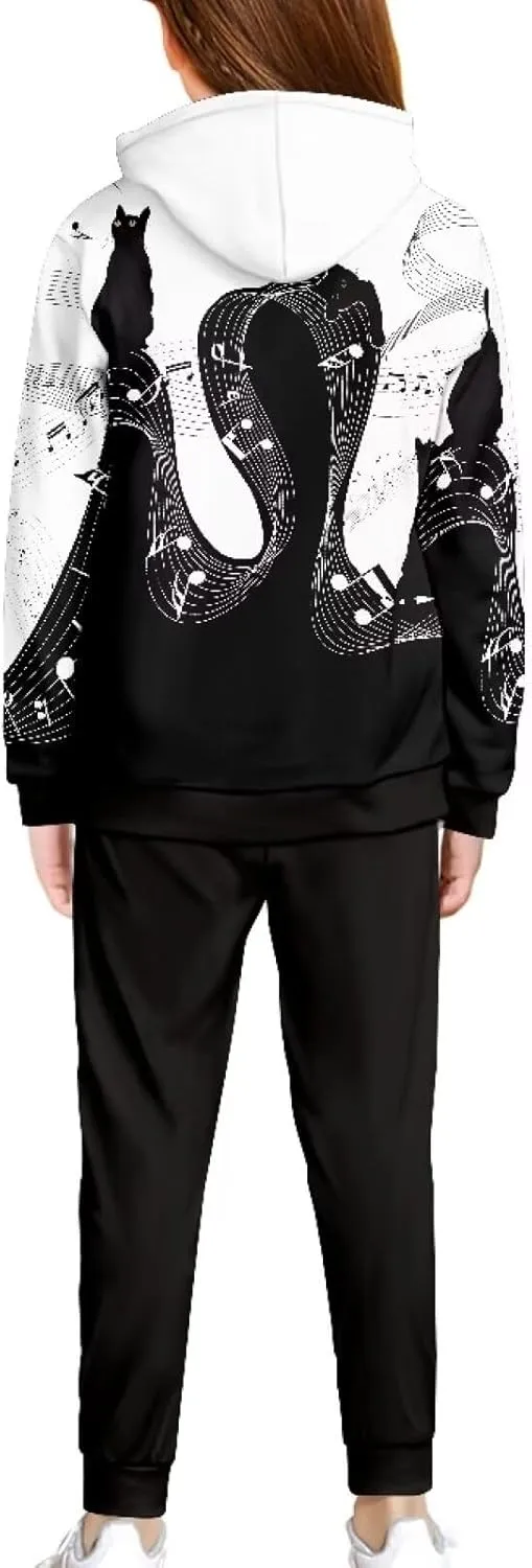 Renewold 2 Pieces Sweatsuits Set Long Sleeve Kids Hoodie Sweatshirt Jogger Sweatpants Girls Tracksuits Activewear