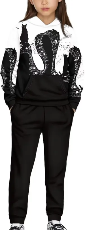 Renewold 2 Pieces Sweatsuits Set Long Sleeve Kids Hoodie Sweatshirt Jogger Sweatpants Girls Tracksuits Activewear