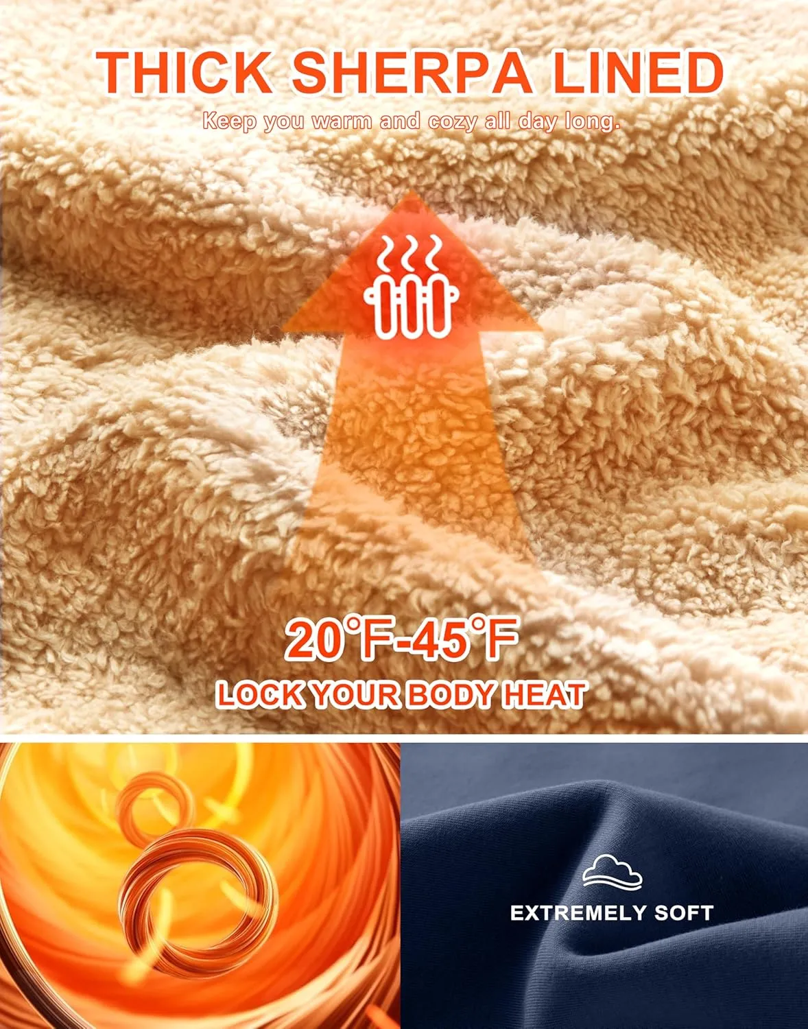 SANTINY Women's Fleece Sherpa Lined Sweatshirt Warm Winter Pullover Sweaters Cozy Thick Crewneck Sweatshirts with Pockets