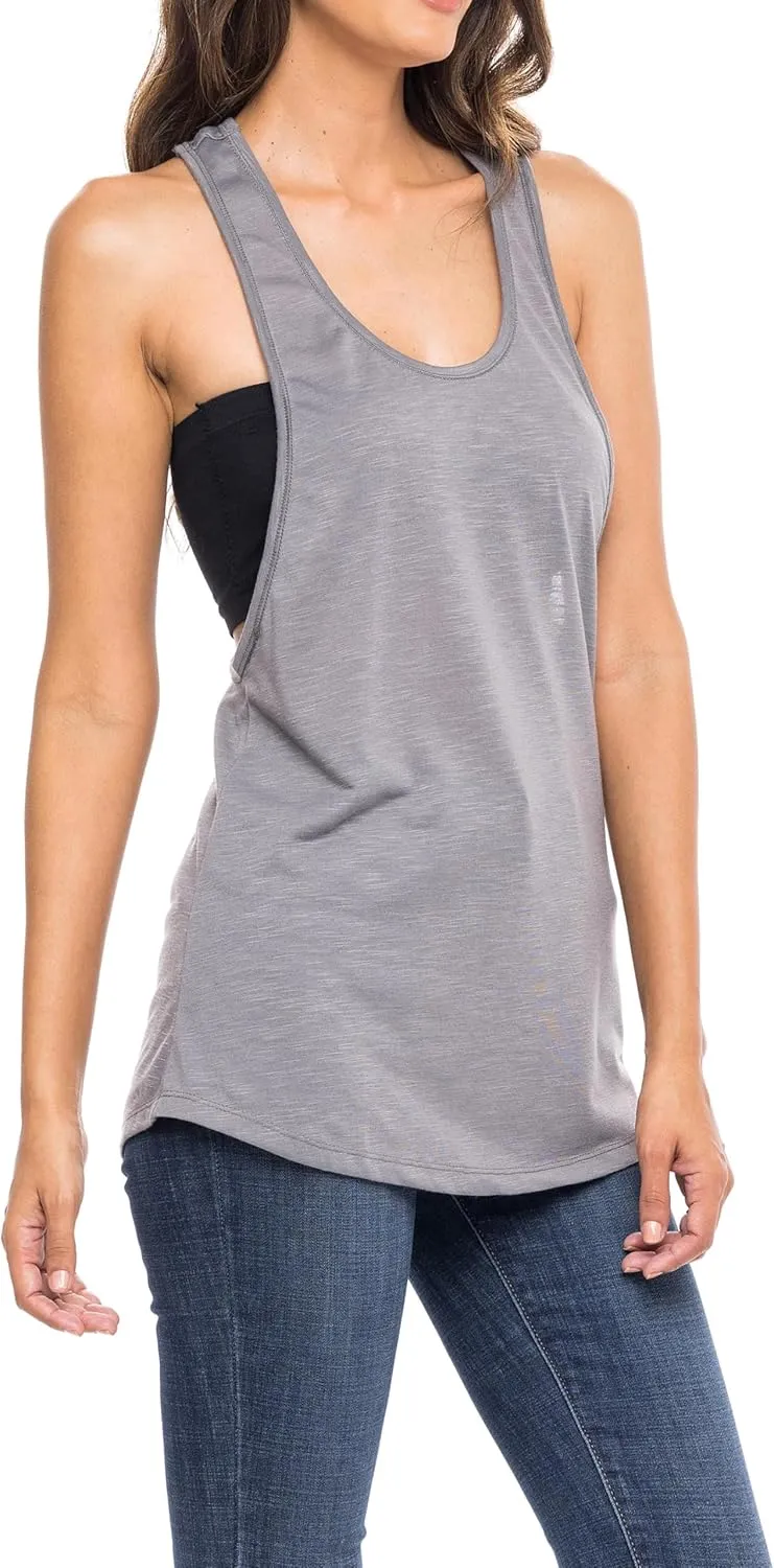 Sexy Basics Womens 6 Pack Active Sport Wide Arm-Hole Loose Fit Work Out Racer Back Tank Tops