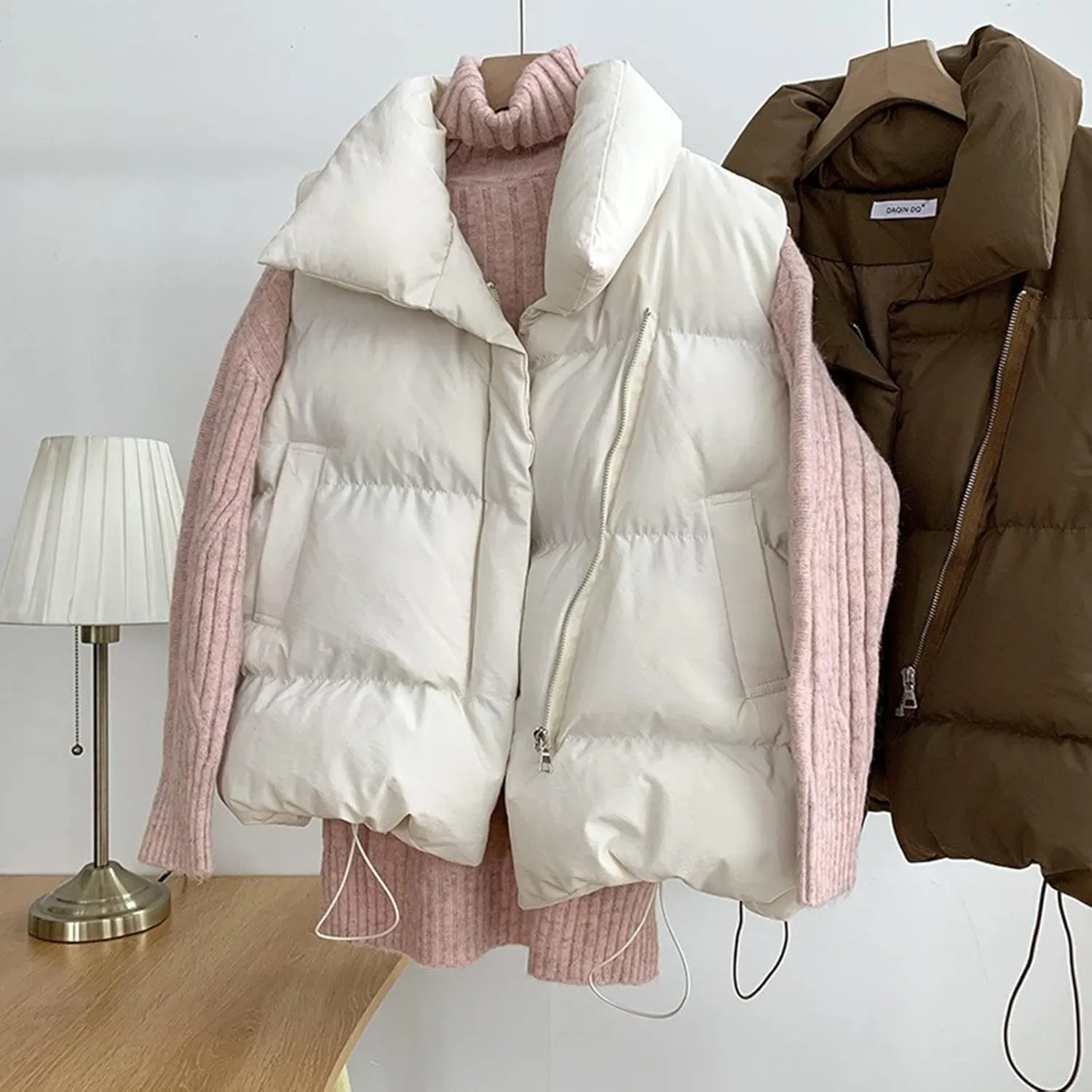 SHAOBGE Jacket and Coat for Women 2022 Autumn Winter Ladies Oversized Solid Puff Padded Vest Popular Coat