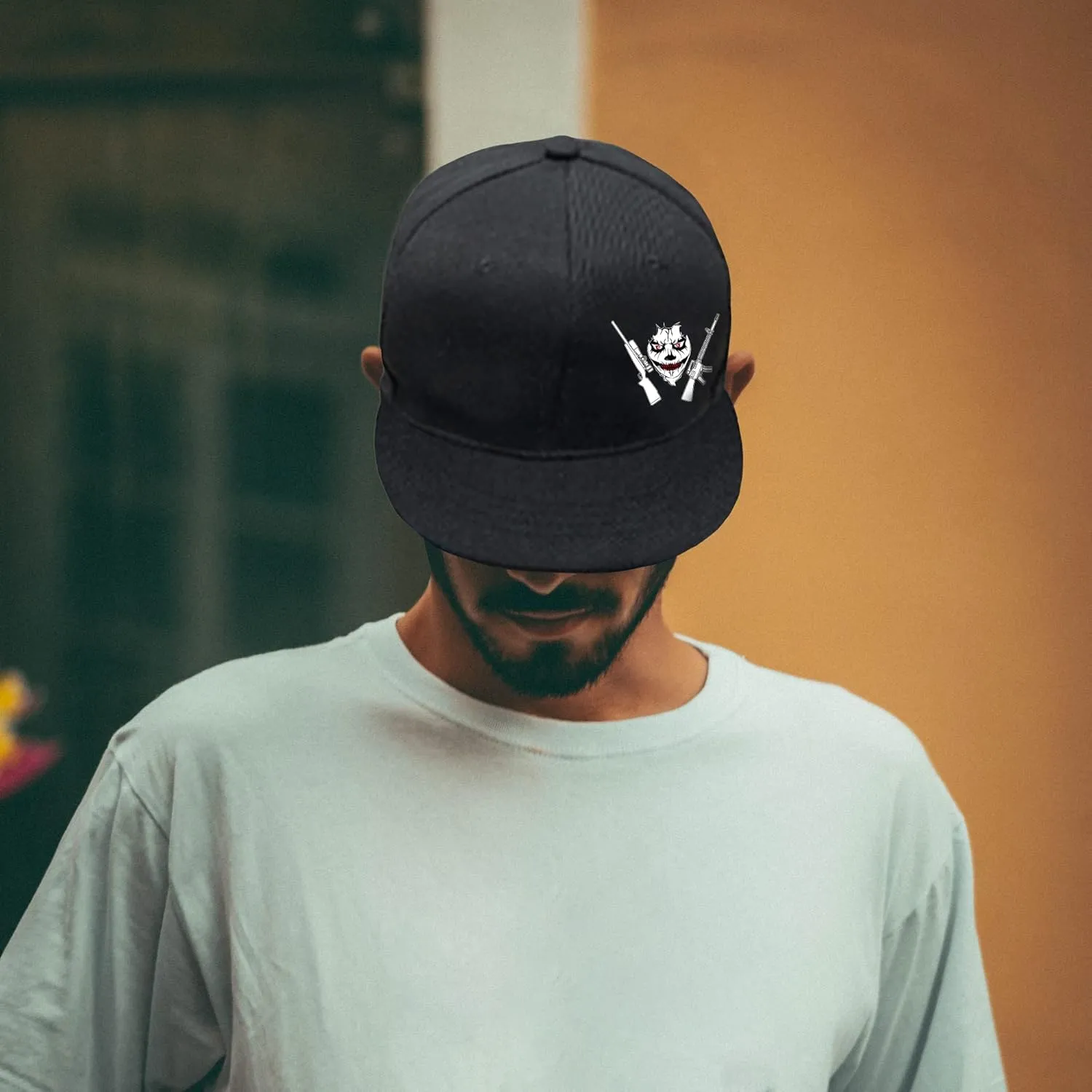 Skull Skateboards Hat Flat Bill Hats for Men Snap Backpack Mens Hats and Caps Cool Snapback Baseball Cap for Boys Hip Hop