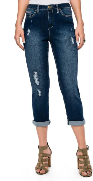 Skyes The Limit Women's Distressed Denim Boyfriend Jean
