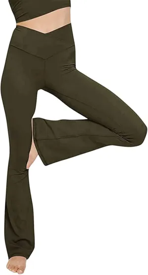 SMIDOW Womens High Waisted Bell Bottom Pants Flare Leggings Firm Compression Yoga Leggings Dance Pants Activewear