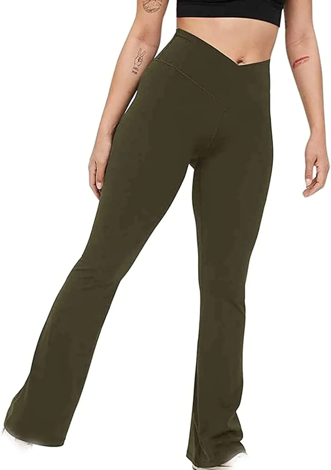SMIDOW Womens High Waisted Bell Bottom Pants Flare Leggings Firm Compression Yoga Leggings Dance Pants Activewear