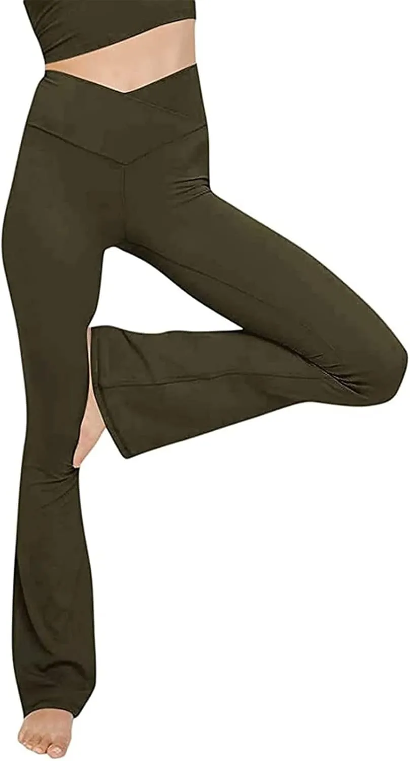 SMIDOW Womens High Waisted Bell Bottom Pants Flare Leggings Firm Compression Yoga Leggings Dance Pants Activewear