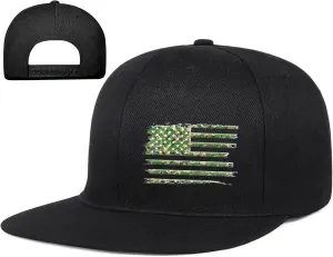 Snapback Hats for Men Flat Bill Brim Hats Skeleton Skull Hat Fitted Hat Adjustable Baseball Hat Black Cool Hat Men