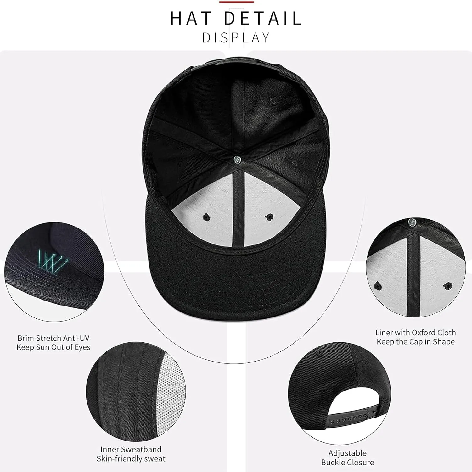 Snapback Hats for Men Flat Bill Brim Hats Skeleton Skull Hat Fitted Hat Adjustable Baseball Hat Black Cool Hat Men