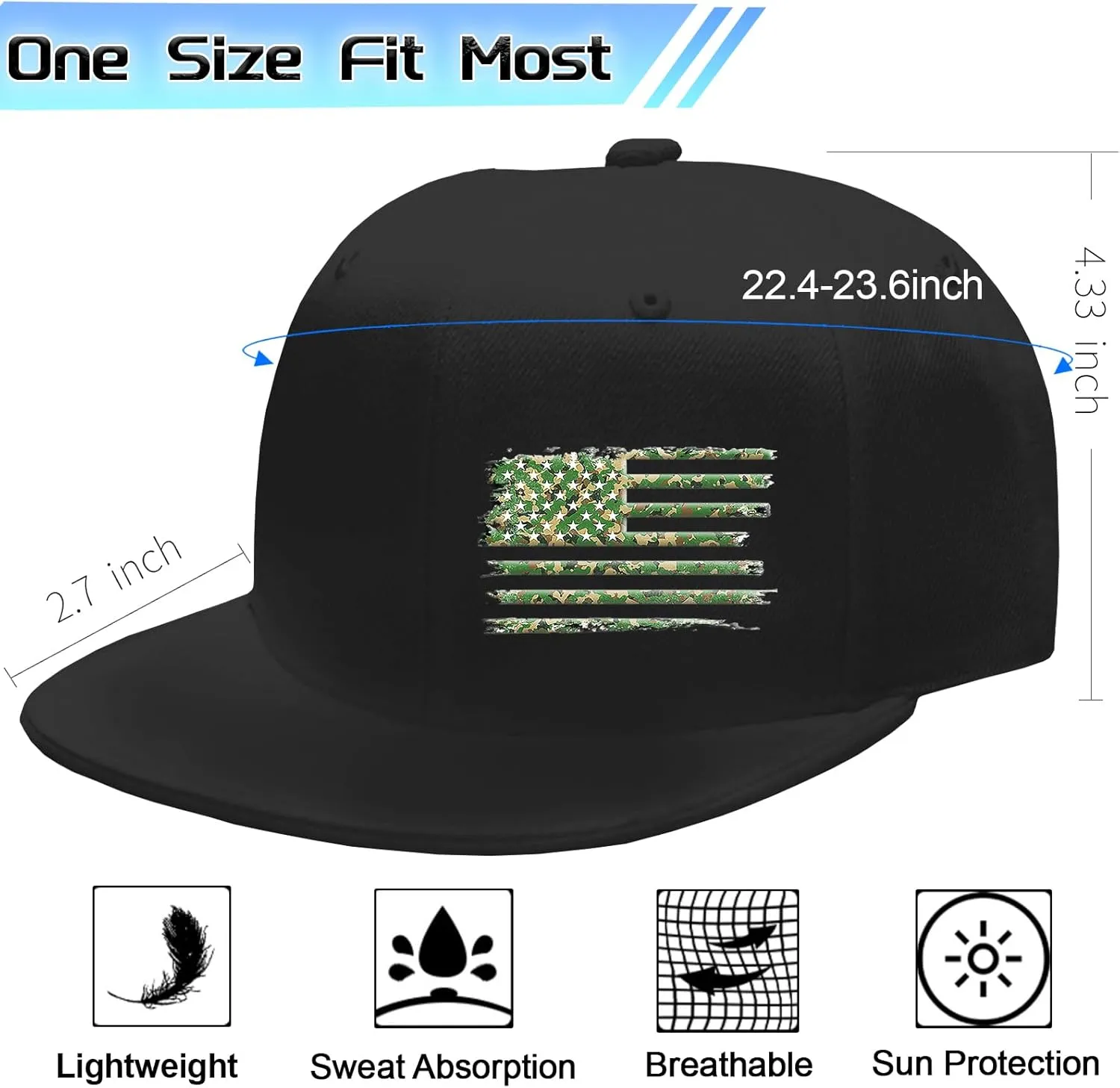 Snapback Hats for Men Flat Bill Brim Hats Skeleton Skull Hat Fitted Hat Adjustable Baseball Hat Black Cool Hat Men