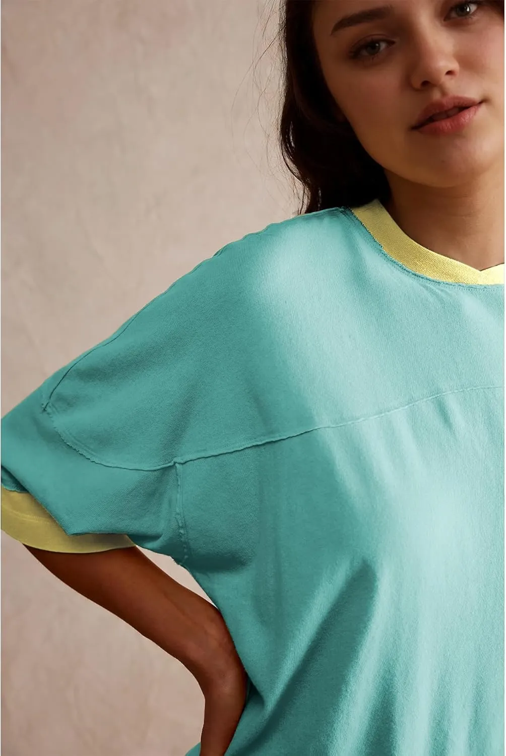 Songling Womens 3/4 Length Sleeve Casual Loose Fit Summer Tee Shirt Basics Cotton t Shirts Trendy Tops