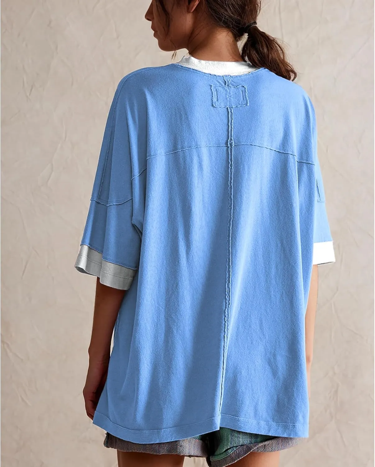 Songling Womens 3/4 Length Sleeve Casual Loose Fit Summer Tee Shirt Basics Cotton t Shirts Trendy Tops