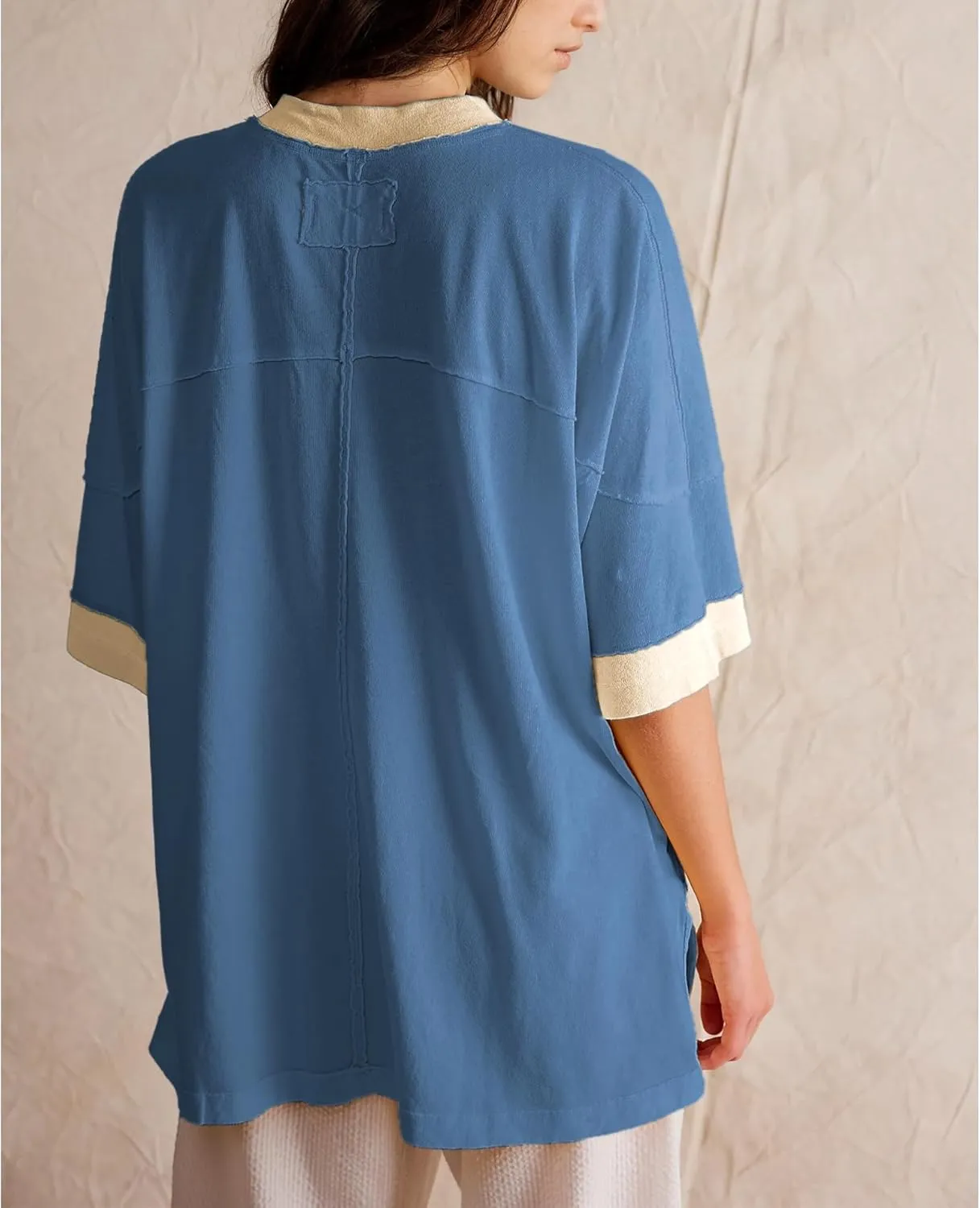 Songling Womens 3/4 Length Sleeve Casual Loose Fit Summer Tee Shirt Basics Cotton t Shirts Trendy Tops
