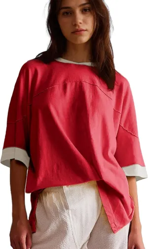 Songling Womens 3/4 Length Sleeve Casual Loose Fit Summer Tee Shirt Basics Cotton t Shirts Trendy Tops