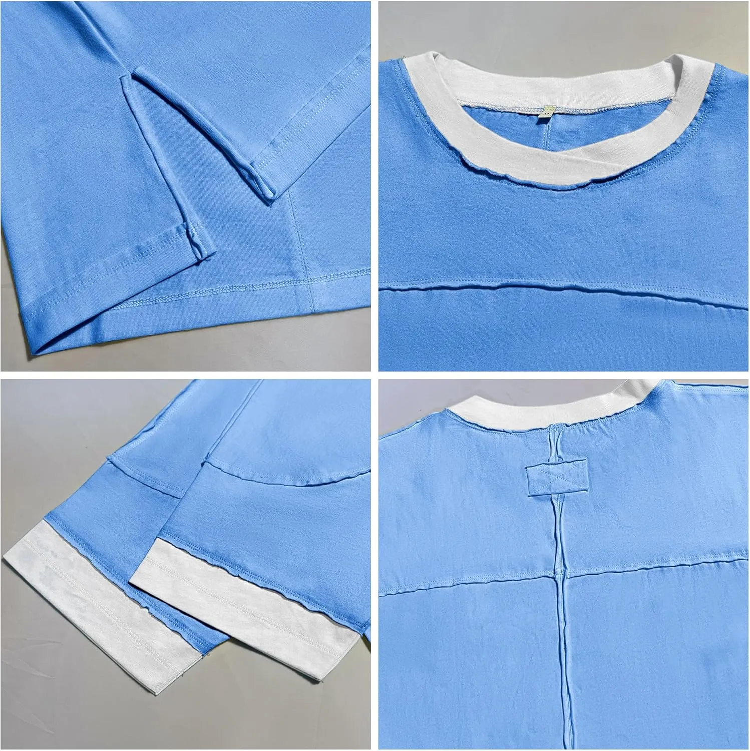 Songling Womens 3/4 Length Sleeve Casual Loose Fit Summer Tee Shirt Basics Cotton t Shirts Trendy Tops