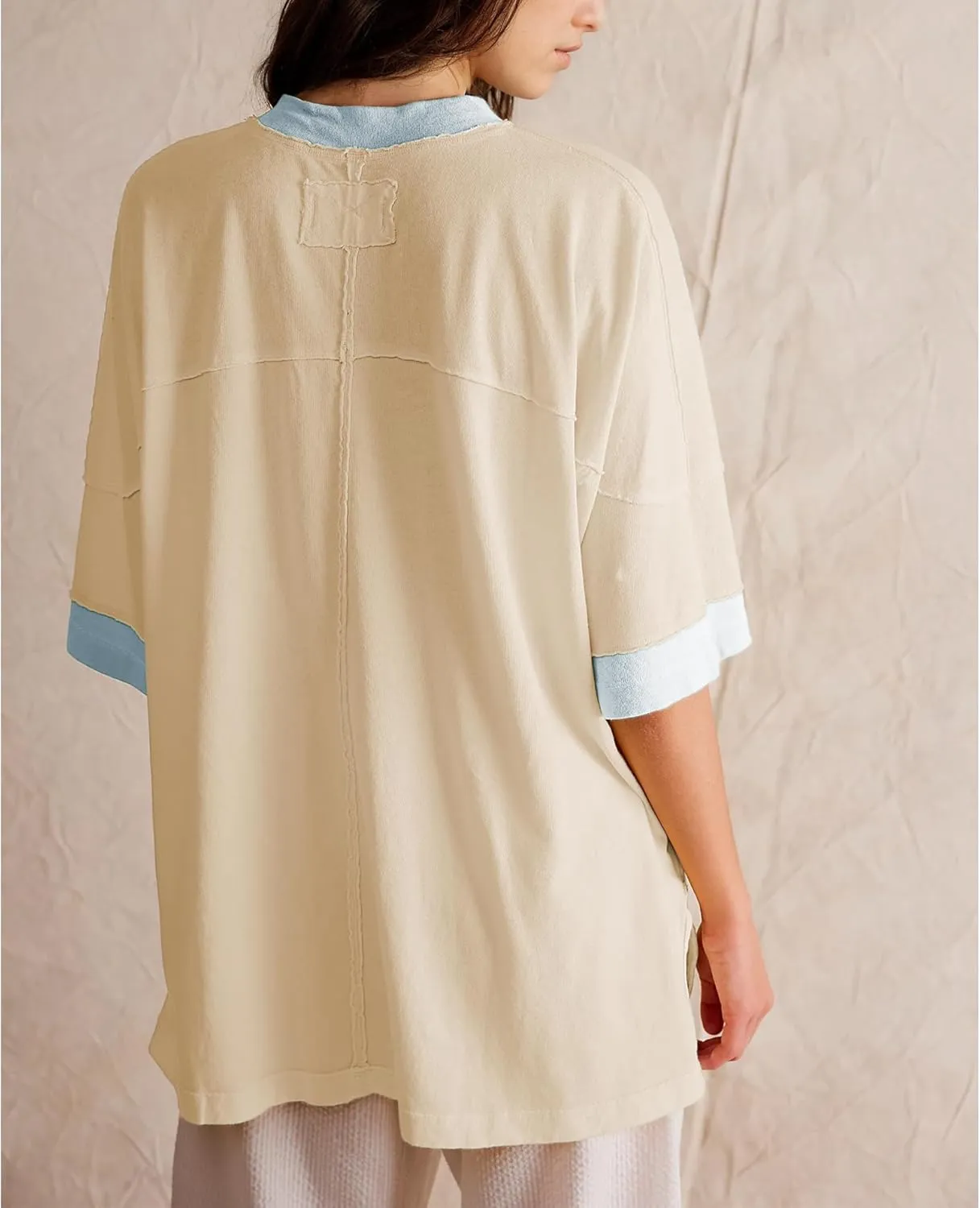 Songling Womens 3/4 Length Sleeve Casual Loose Fit Summer Tee Shirt Basics Cotton t Shirts Trendy Tops