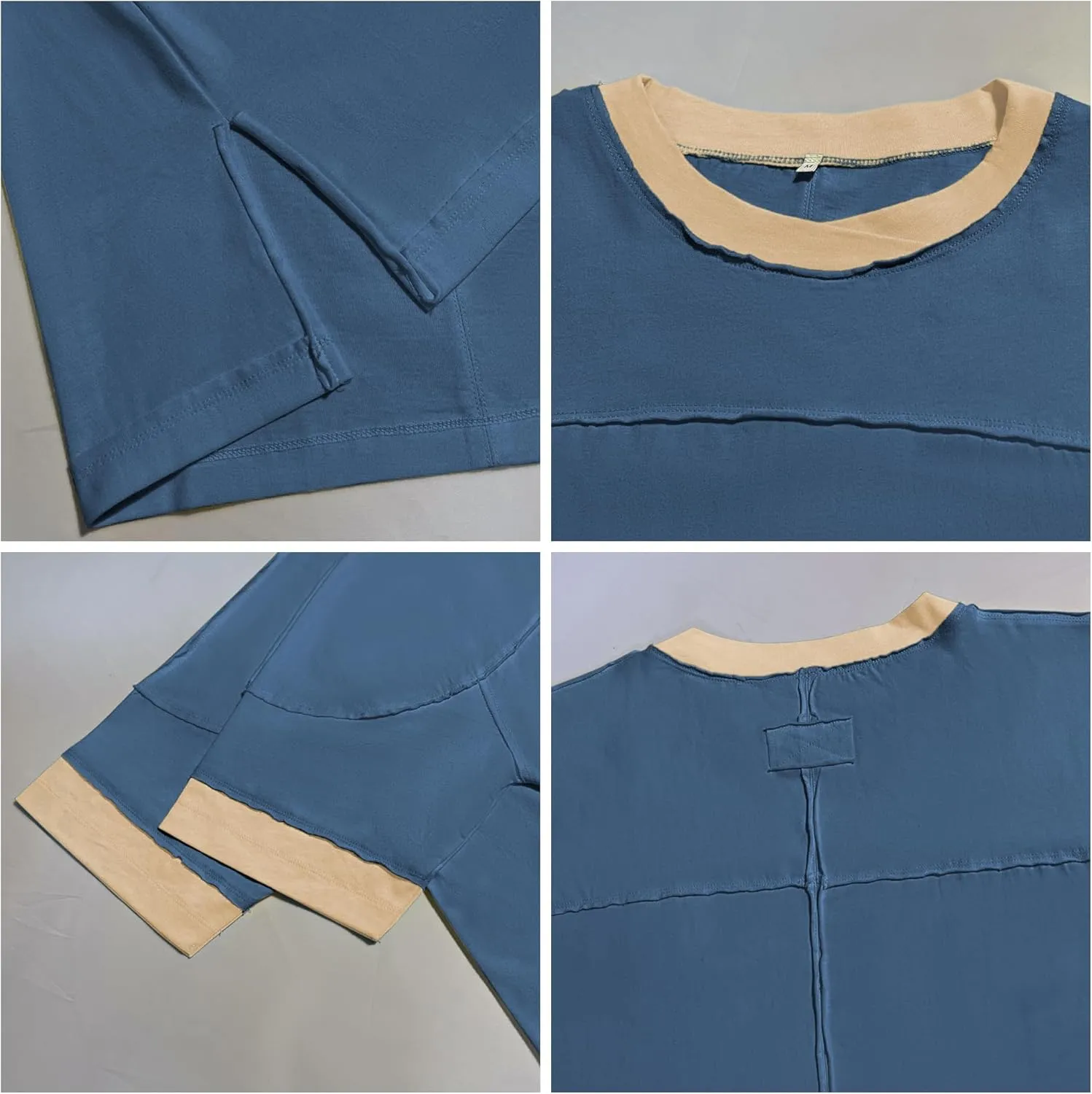 Songling Womens 3/4 Length Sleeve Casual Loose Fit Summer Tee Shirt Basics Cotton t Shirts Trendy Tops