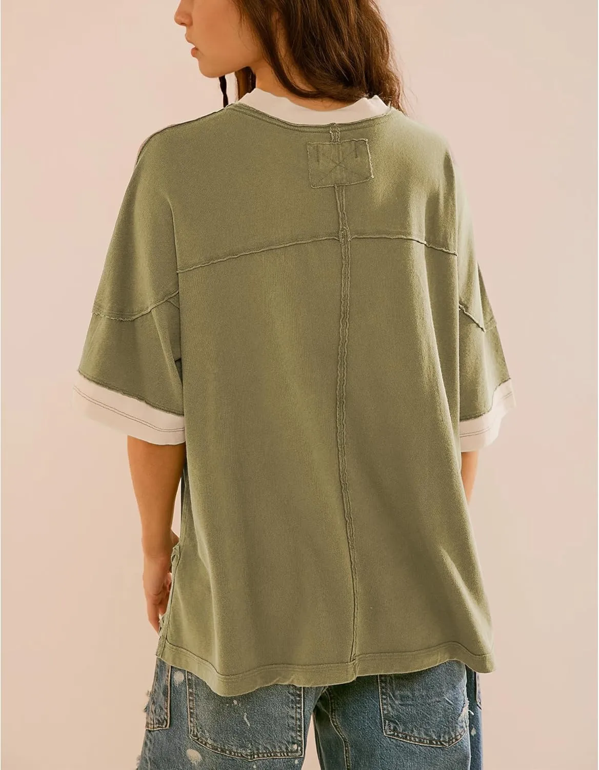Songling Womens 3/4 Length Sleeve Casual Loose Fit Summer Tee Shirt Basics Cotton t Shirts Trendy Tops